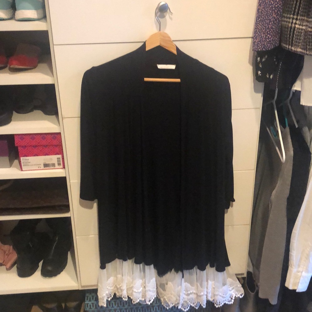 Black Cardigan with lace bottom